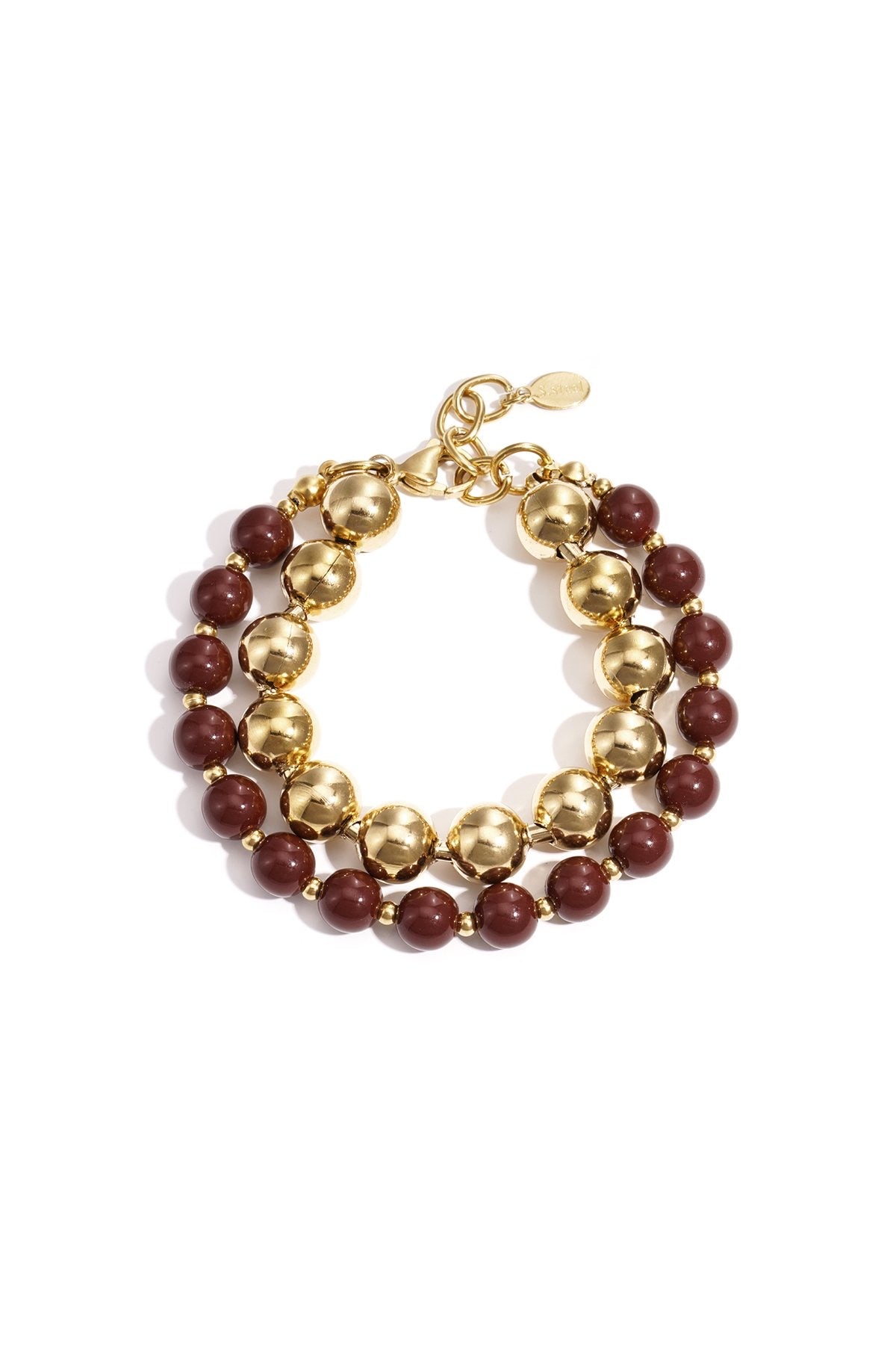 Jany- Bracelet double en acier inoxydable et perles