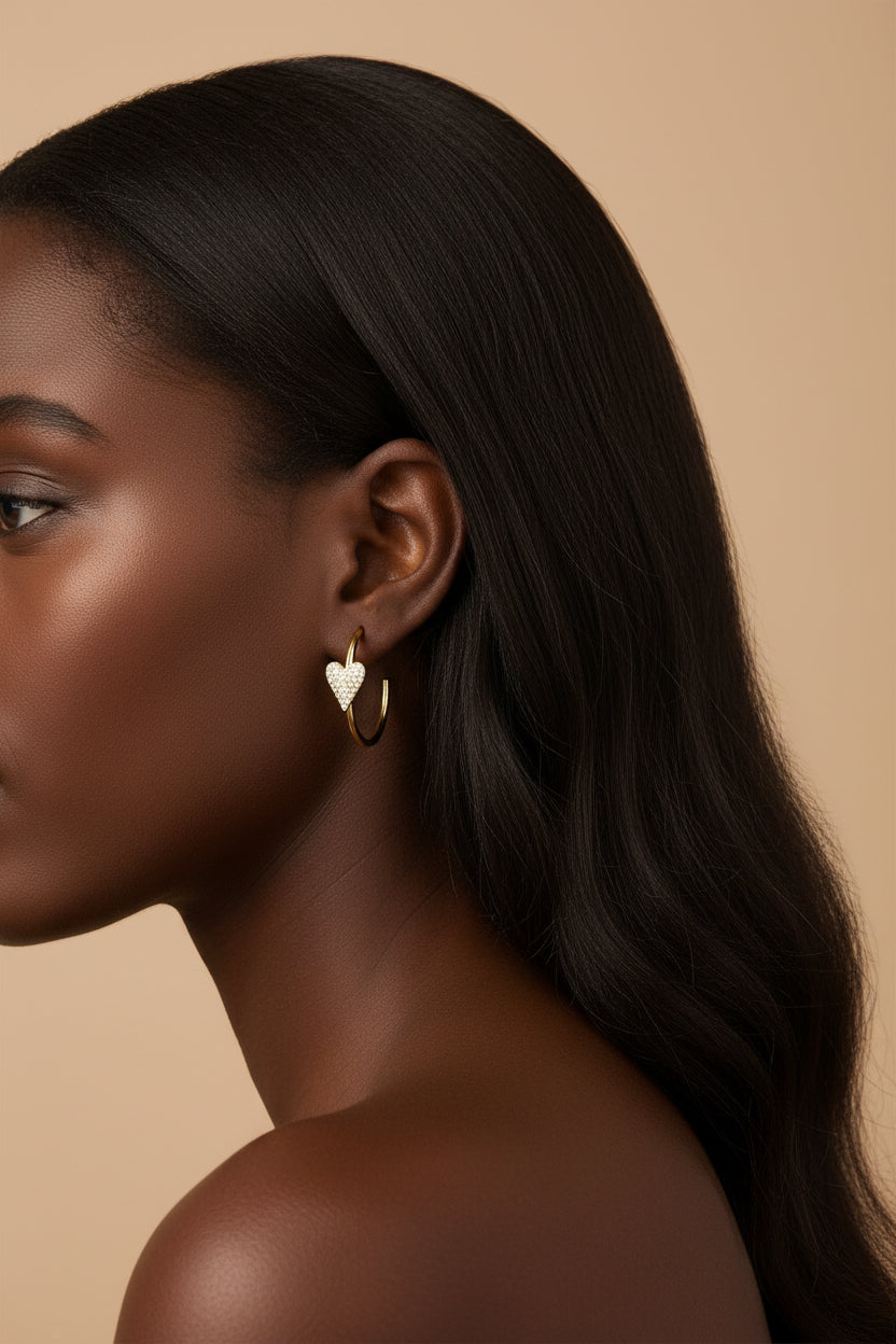 Lola- Créoles en acier inoxydable avec zirconium- Precommande