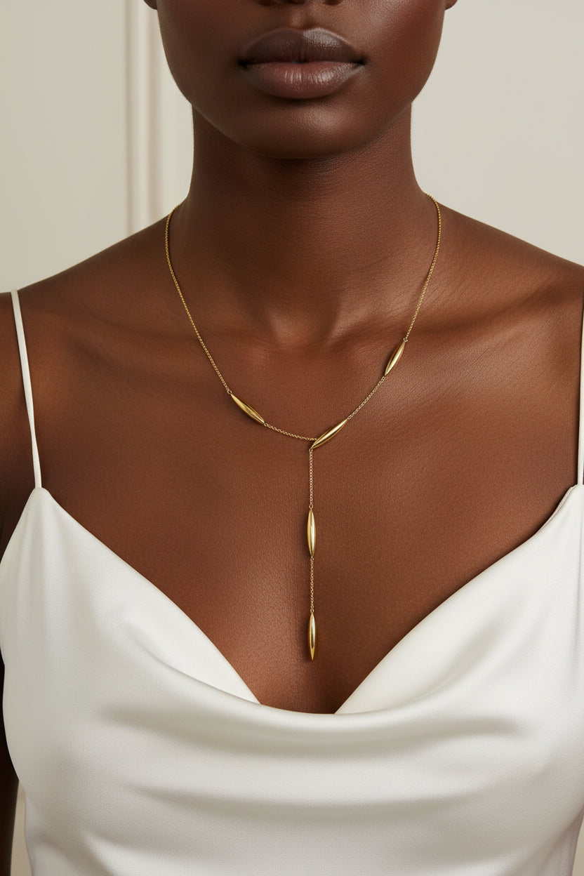 Maria- Collier Y en acier inoxydable- Precommande