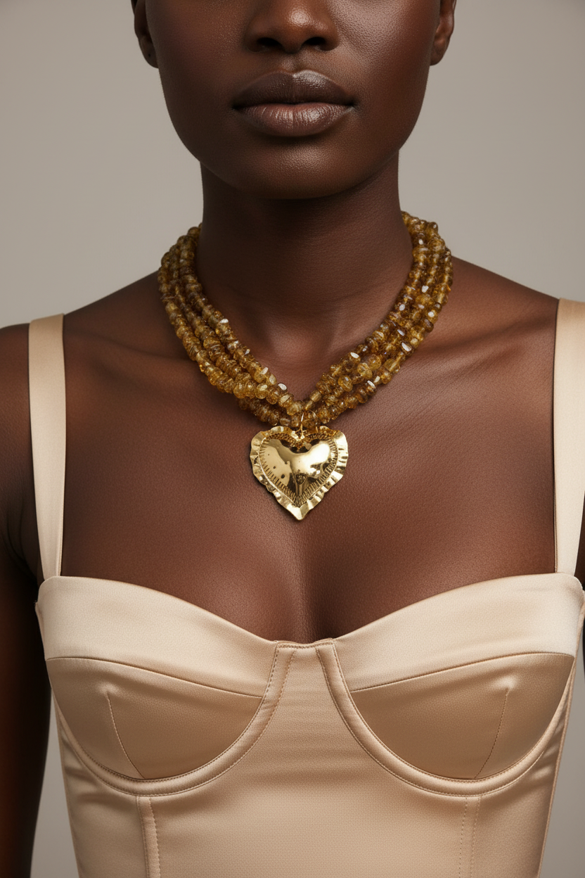 Fara- Collier de perles en acrylique et acier inoxydable