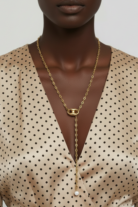 Ella- Collier maille café avec perles