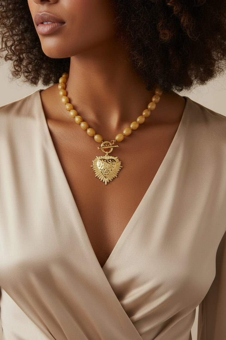 Avy- Collier de perles avec pendentif en acier inoxydable- Précommande
