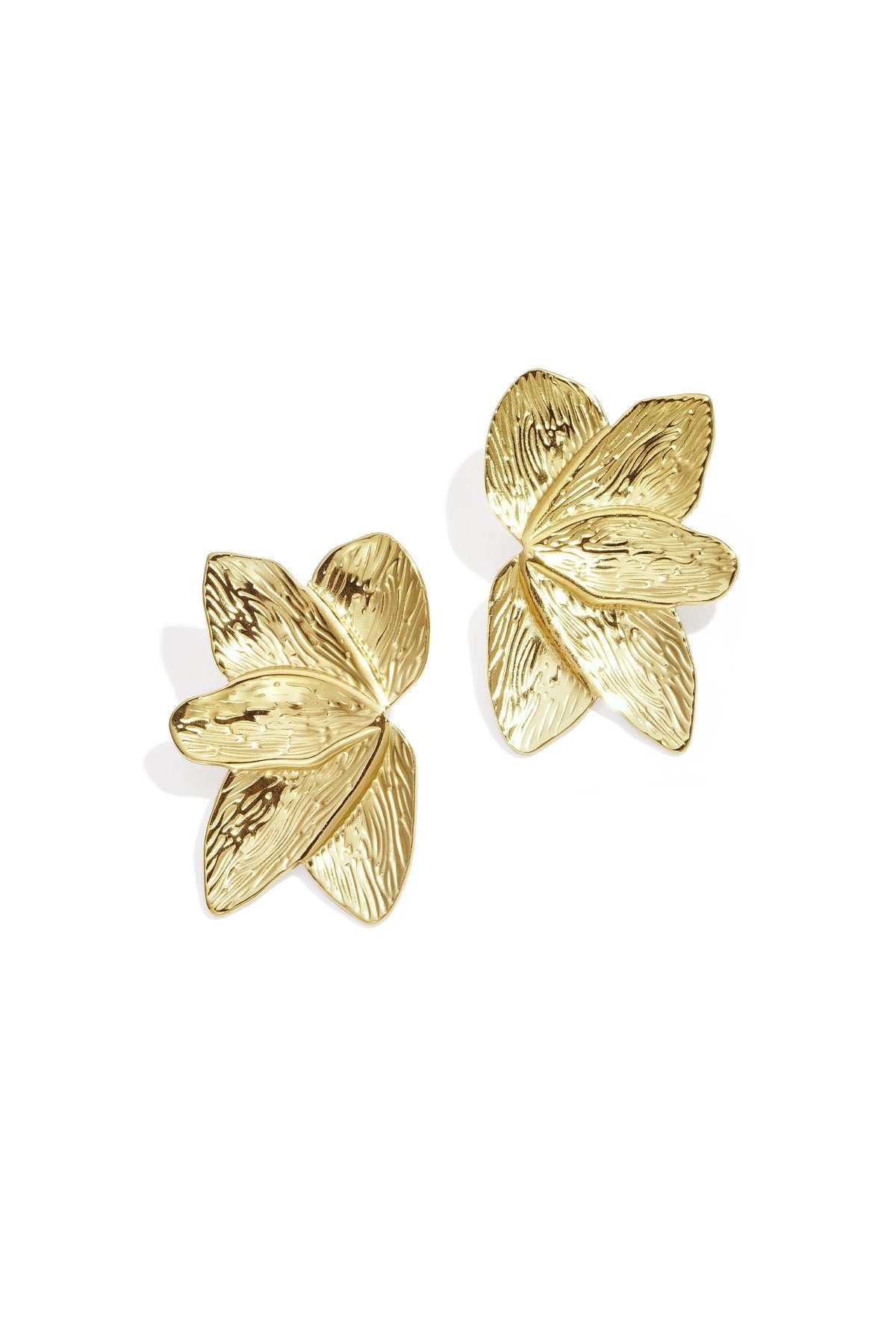 Lorine- Boucles d’oreilles feuilles en acier inoxydable