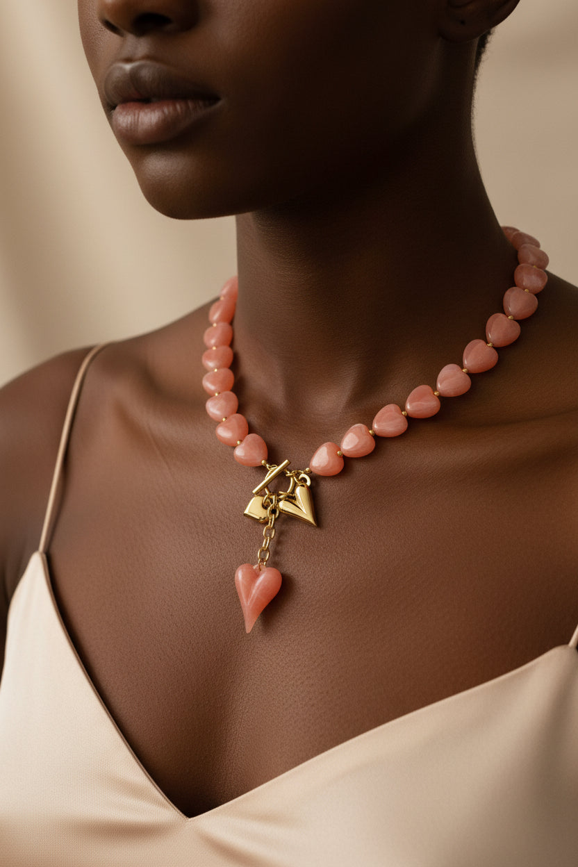 Belia - Collier de perles en acrylique et acier inoxydable