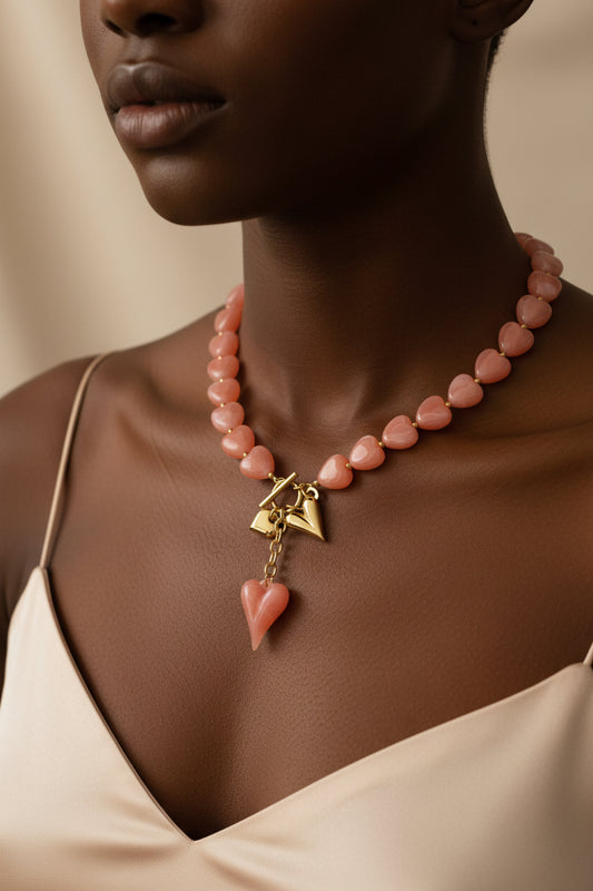 Belia - Collier de perles en acrylique et acier inoxydable