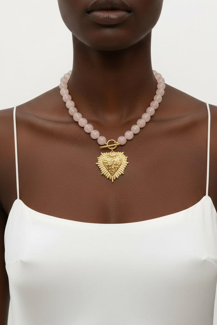 Avy- Collier de perles en acrylique et acier inoxydable- Precommande