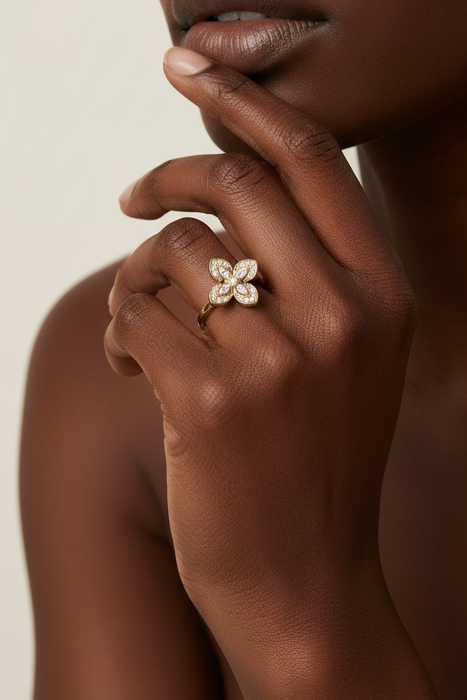 Mae- bague ajustable en acier inoxydable - zirconium et cristal de roche